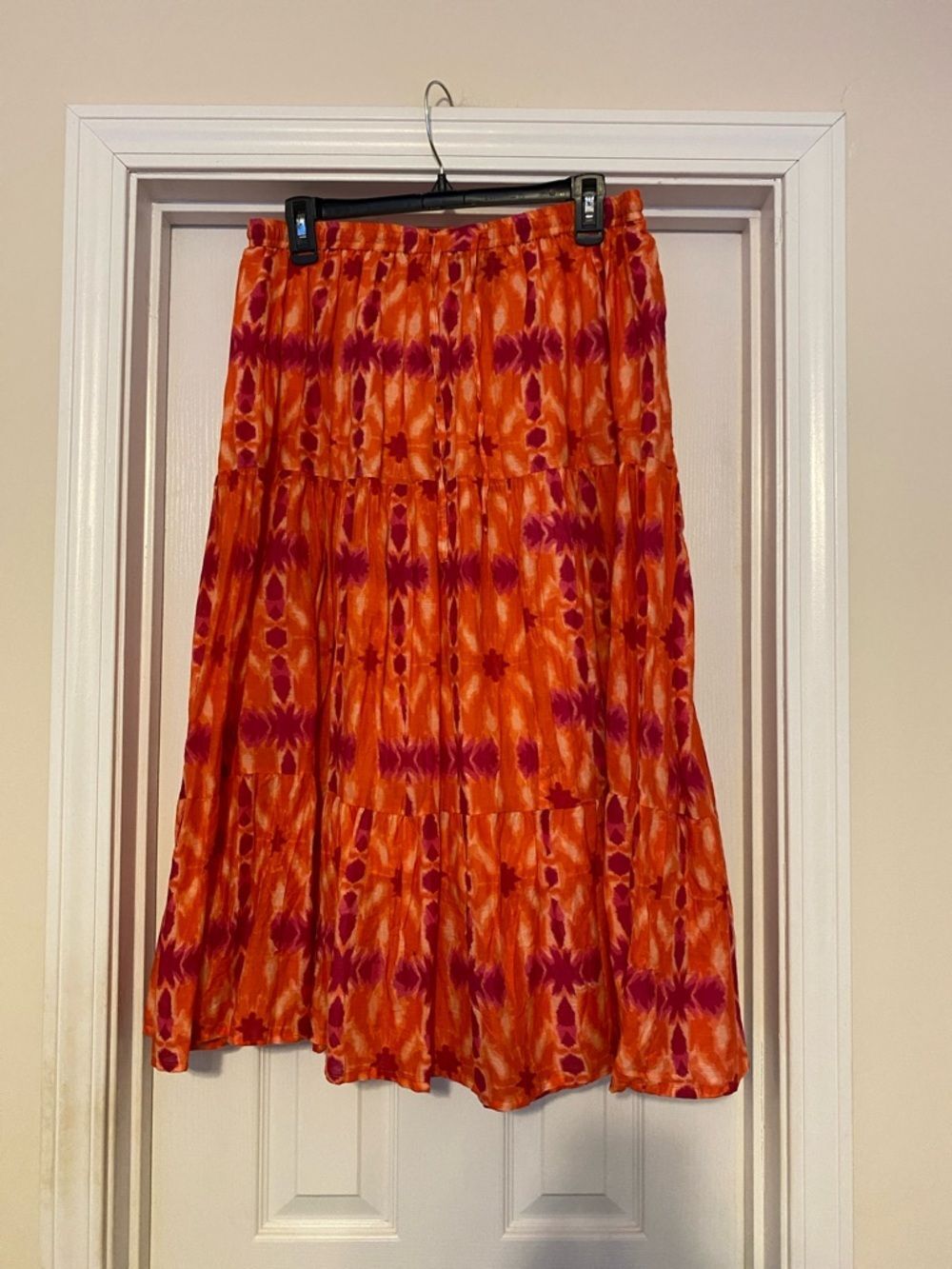 Women’s Jane Ashley Orange and Pink Tie-Dye Tiered A-Line Skirt size Petite‎ XL
